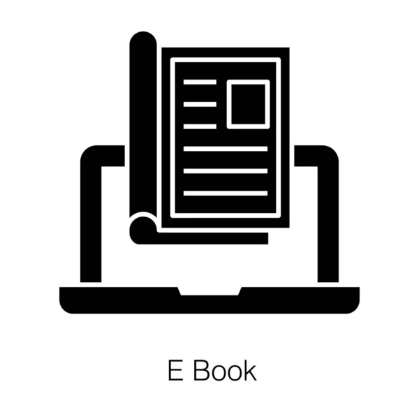 在字形设计中描绘电子图书概念图标的在线教育技术 — 图库矢量图片