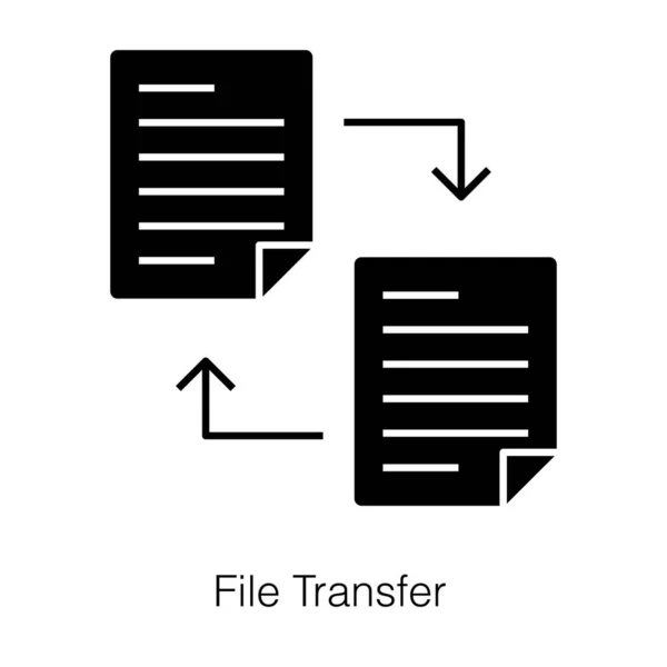 Concept Partage Données Icône Transfert Fichiers Dans Conception Glyphe — Image vectorielle