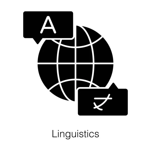 Aprender Educación Lenguas Extranjeras Educación Lingüística Vector Glifo Diseño — Archivo Imágenes Vectoriales