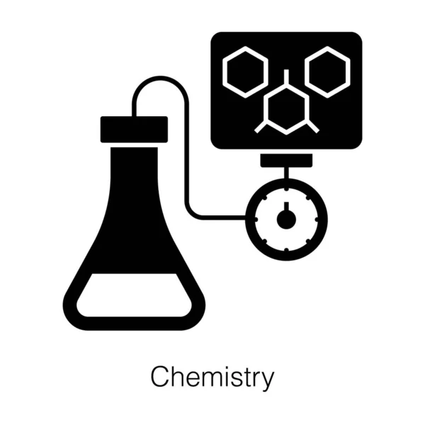 Erlenmeyerova Baňka Organické Molekuly Zobrazující Design Glyfu Poli Chemie — Stockový vektor