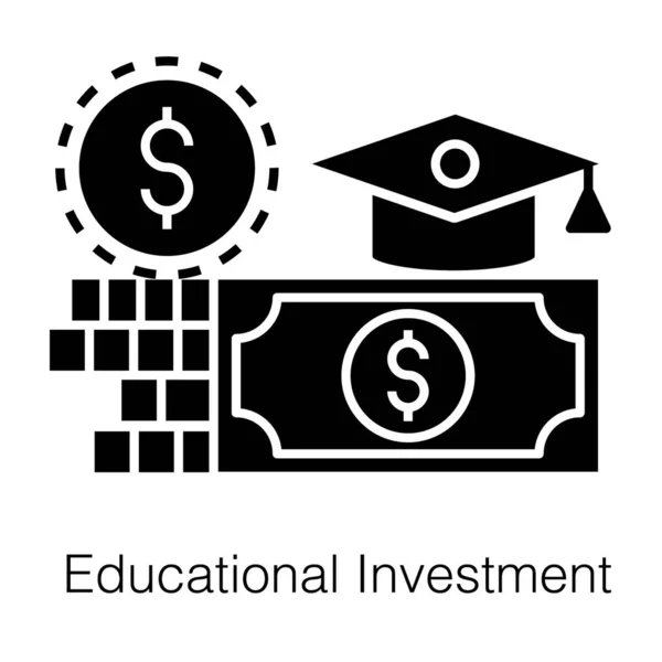 Coleção Financeira Para Ícone Investimento Educacional Design Glifo — Vetor de Stock