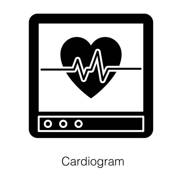 Appareil Cardiographie Soins Médicaux Icône Ecg Moniteur Dans Vecteur Glyphe — Image vectorielle