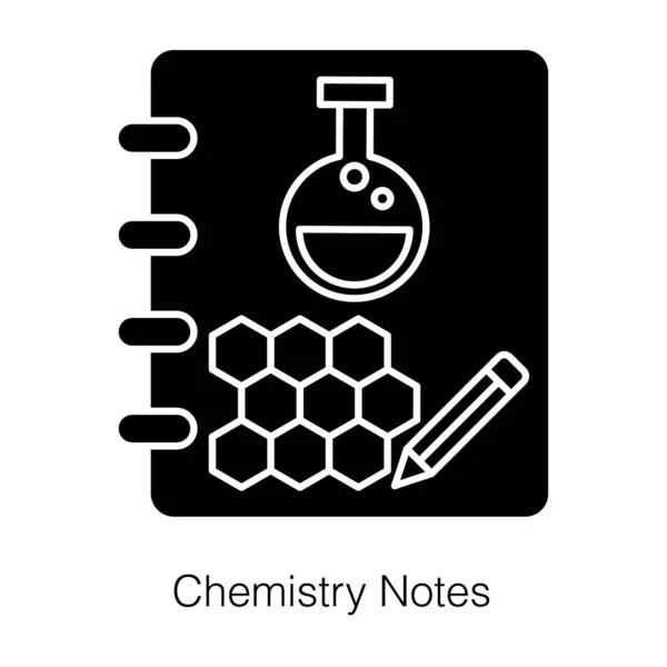 Ligante Caderno Com Imagens Químicas Retratando Notas Químicas Ícone Glifo —  Vetores de Stock