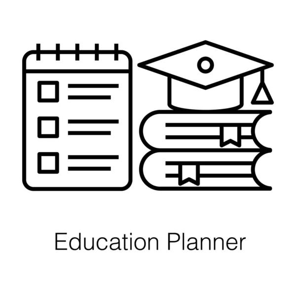 Calendario Con Folletos Que Representan Icono Planificador Educativo Diseño Línea — Vector de stock