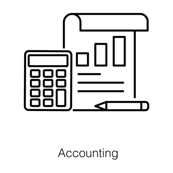 Dispositivo Contable Con Infografía Icono Contabilidad Negocios Línea Vector — Archivo Imágenes Vectoriales