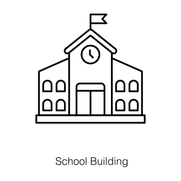 Навчальний Інститут Іконка Шкільного Будівництва Лінійному Дизайні — стоковий вектор