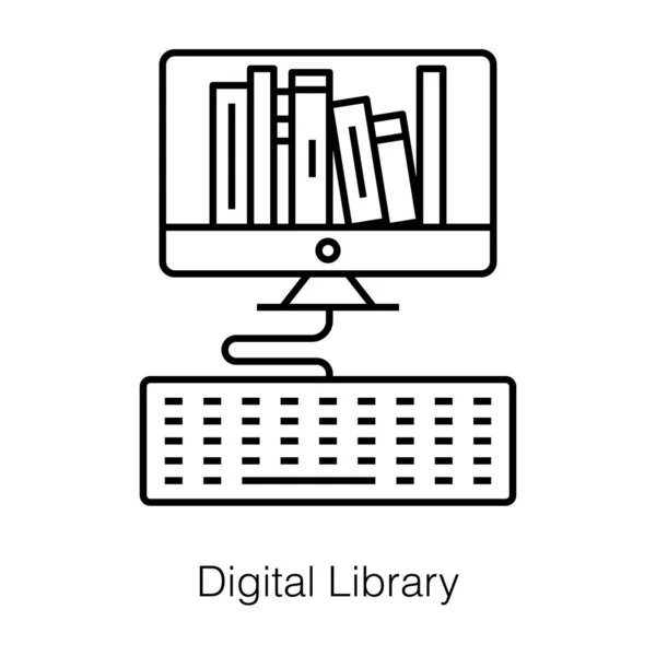 Könyvek Elérhetősége Interneten Digitális Könyvtár Vonal Ikon — Stock Vector