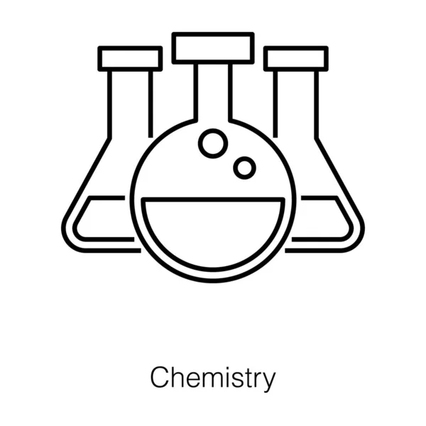 Конические Колбы Химический Стакан Изображением Линии Химического Поля — стоковый вектор