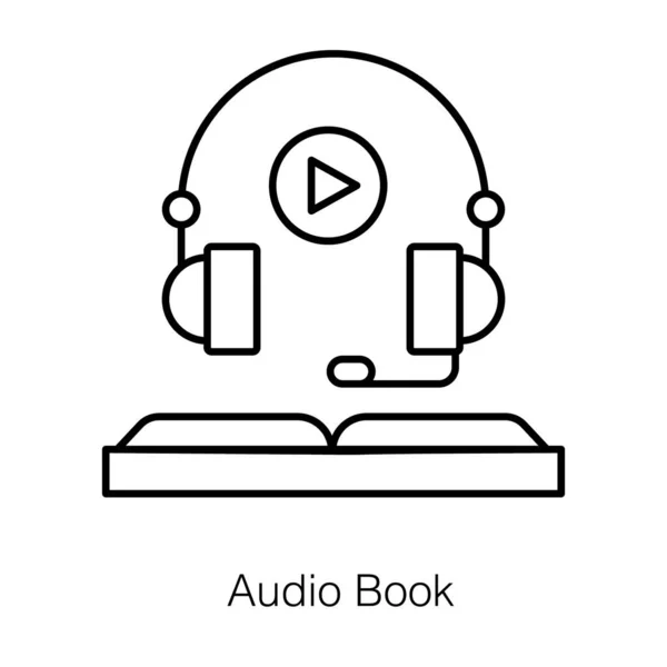 Concepto Soporte Aprendizaje Icono Audio Libro Línea Diseño — Archivo Imágenes Vectoriales