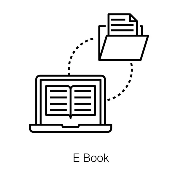 Online Onderwijstechnologie Die Het Pictogram Van Het Boekenconcept Lijnontwerp Weergeeft — Stockvector