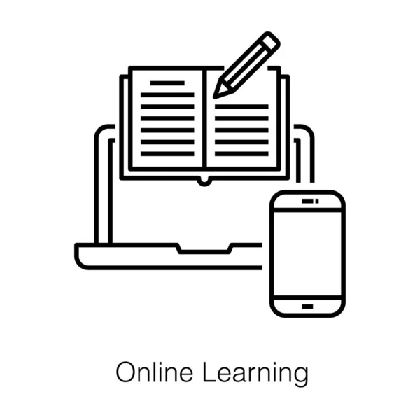 Modern Teknik Utbildning Koncept Online Lärande Ikon Linje Design — Stock vektor