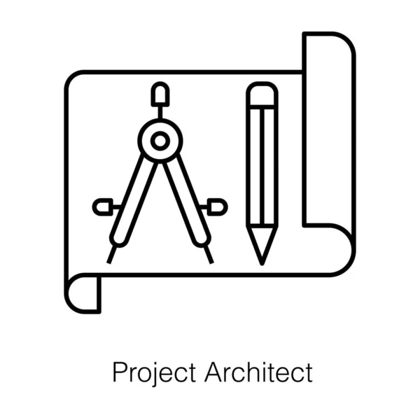 Drawing Tools Project Architect Model Icon Line Design — Stock Vector