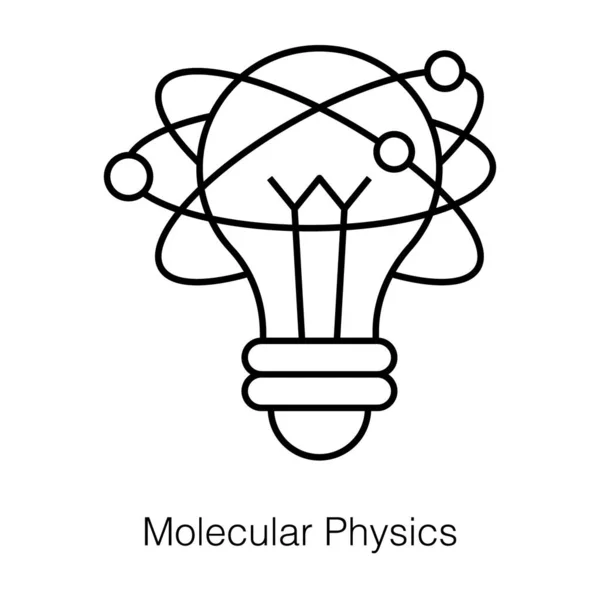 Lâmpada Sob Átomo Redor Mostrando Ícone Física Molecular Design Linha — Vetor de Stock