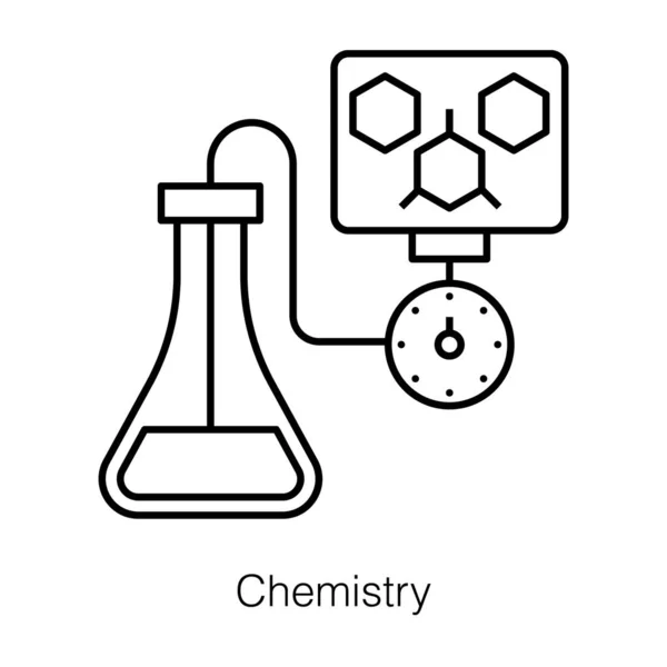 Flacon Conique Molécules Organiques Représentant Tous Deux Conception Ligne Champ — Image vectorielle