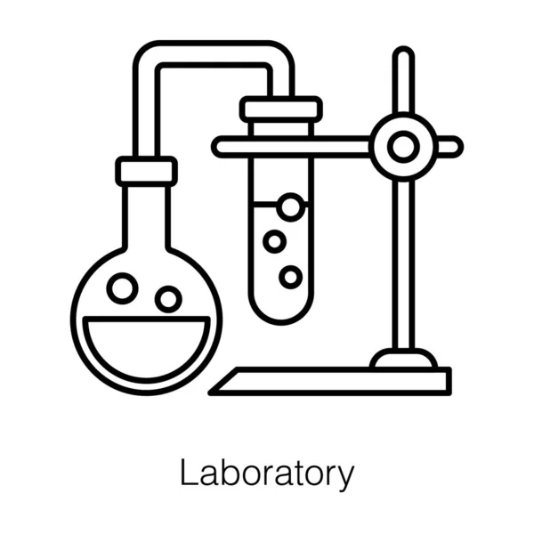 Satır Tasarım Vektöründe Bilim Laboratuarı Deney Simgesi — Stok Vektör
