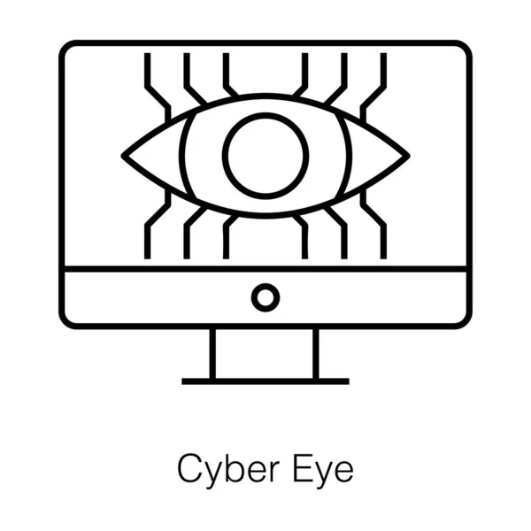 Künstliche Intelligenz Mit Einem Cyber Eye Monitoring Symbol Liniendesign — Stockvektor