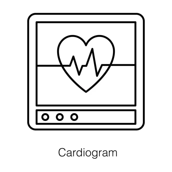Dispositivo Cardiografía Atención Médica Icono Monitor Ecg Línea Vector — Vector de stock