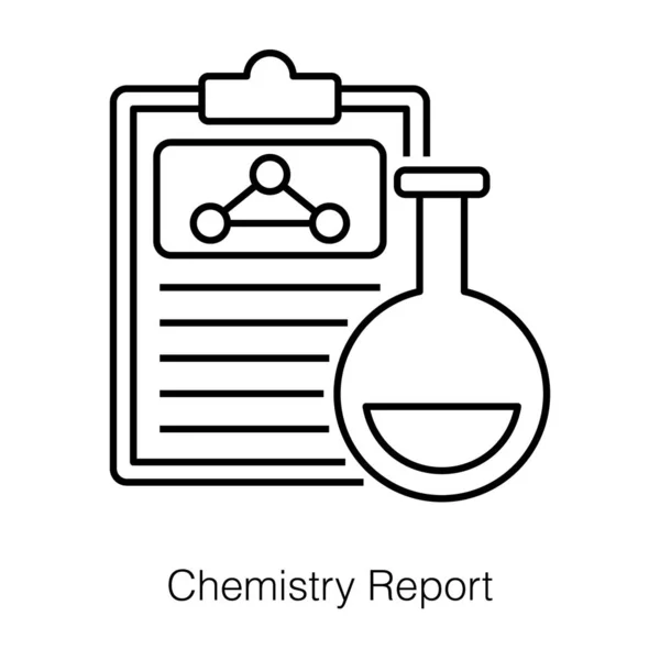 Klembord Met Chemisch Gevulde Bekerglas Met Scheikunde Rapport Lijn Pictogram — Stockvector