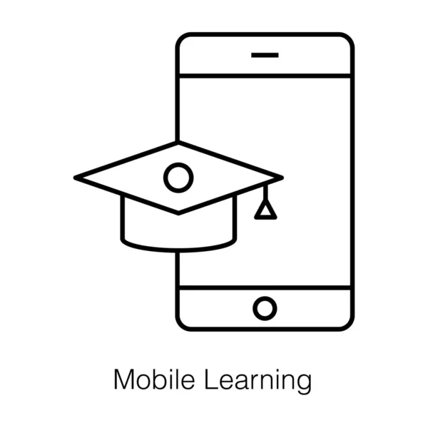 Technologie Éducative Introduisant Apprentissage Portable Comme Icône Apprentissage Mobile Dans — Image vectorielle