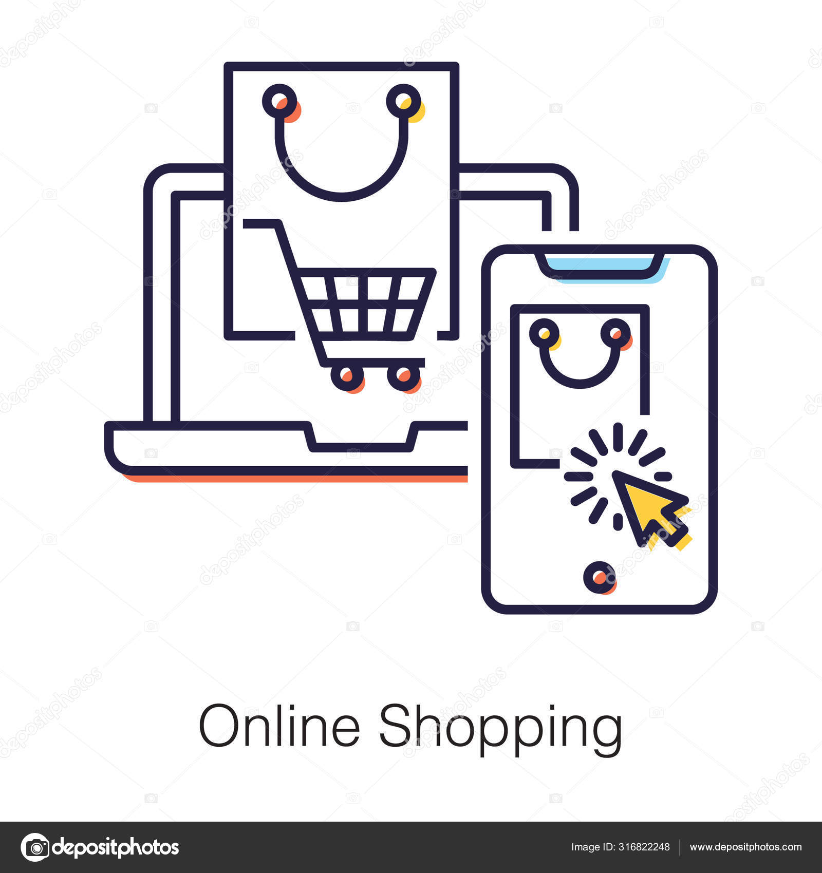 Online Shopping Icon Flat Design White Background Vector Image By C Vectorspoint Vector Stock 316822248