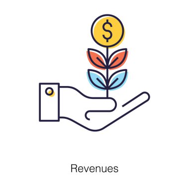 Dolar madeni para fabrikası, filizlenen para büyüme yatırım konsepti, düz tasarımda finansal filiz vektörü