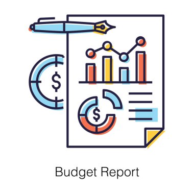 Bütçe raporunun düz tasarımı, bir şirketin harcama raporu