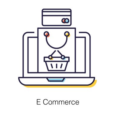 Düz tasarımda ekommersin kavramsal simgesi.
