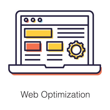 Başlangıç işi için web optimizasyon simgesi. Bilgi grafikleri, yazdırma ortamı ve arayüzleri için uygun vektör düz simgeleri