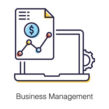 İş yönetimi vektör simgesi. Beyaz arkaplan üzerinde biçim düzdür.