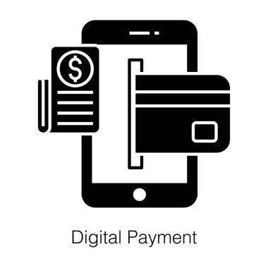 Dijital ödemenin basit vektörü. Mobil bankacılık kavramı ağ ve mobil için kullanılabilir.