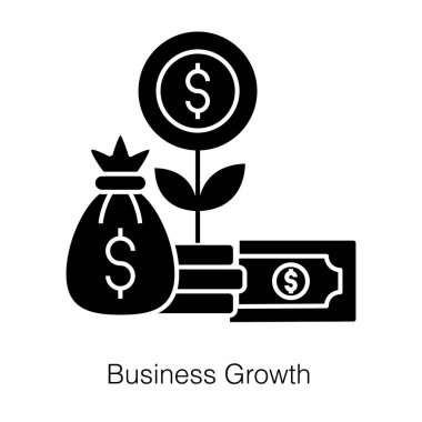 Ticari büyüme katı tasarım vektörü kavramına sahip dolar madeni para fabrikası.