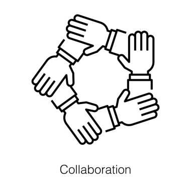 Eller birbirini destekler, işbirliği çizgisi tasarım simgesi konsepti.