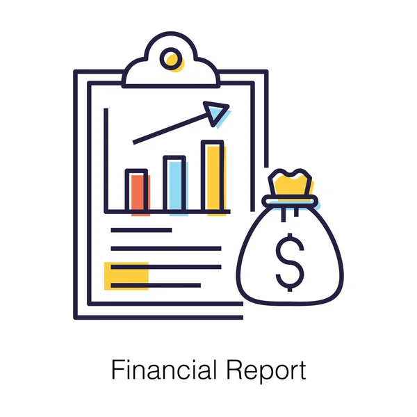 Icône Rapport Financier Icône Audit Analyse Données Design Plat — Image vectorielle