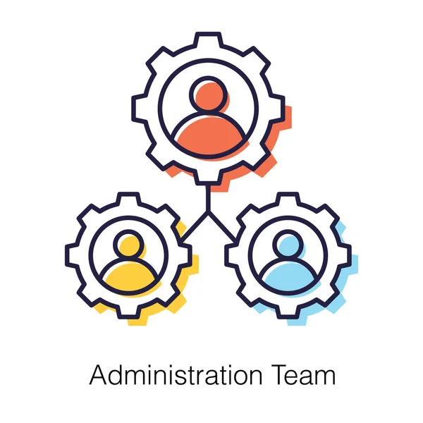 Équipe Administration Icône Main Œuvre Organisationnelle Design Plat — Image vectorielle
