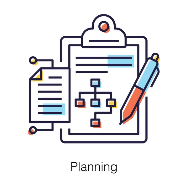 Zakelijke Planning Vector Workflow Proces Platte Ontwerp Icoon — Stockvector