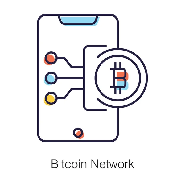 Digitalgeld Symbol Auf Dem Handy Bitcoin Netzwerk Vektor Flachem Design — Stockvektor