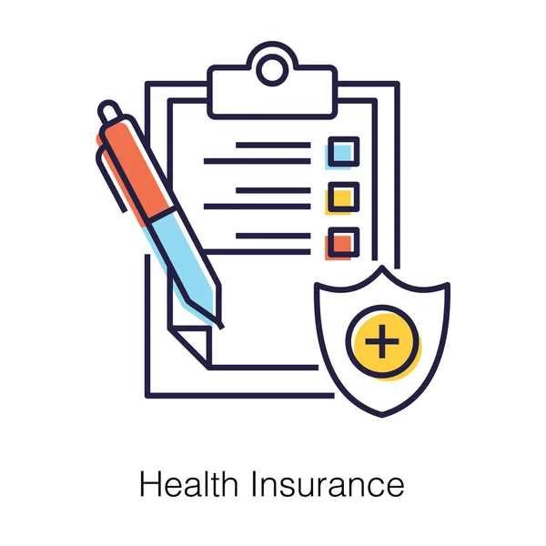 Sjukförsäkring Ikon Platt Stil Medicinsk Försäkring Symbol Isolerad Vit Bakgrund — Stock vektor
