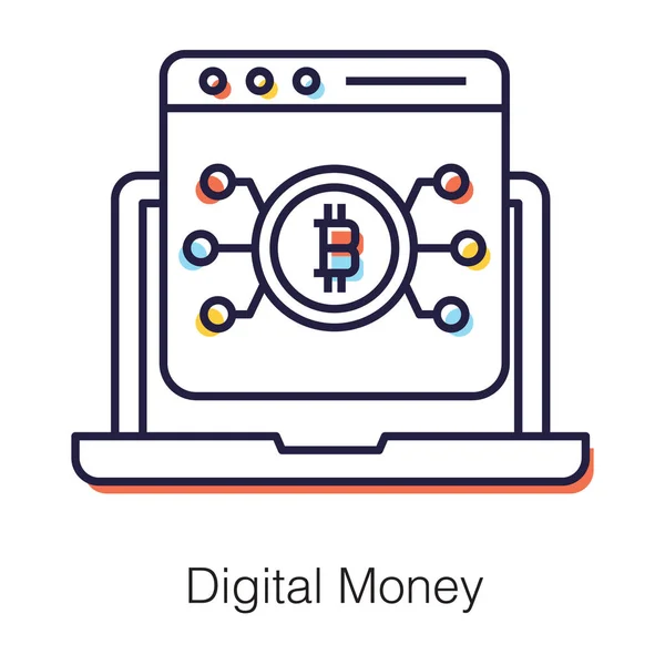 Icona Valuta Bitcoin Vettore Denaro Digitale Moderno Design Piatto — Vettoriale Stock