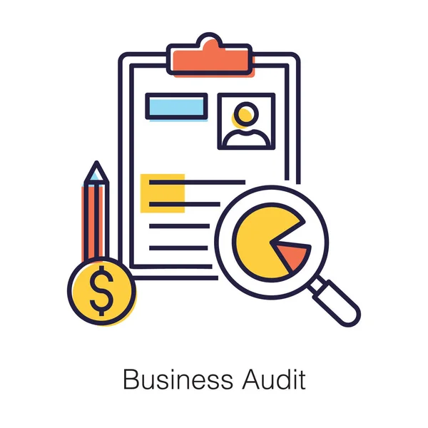Business Audit Examination Company Financial Statements Icon Line Design — Wektor stockowy