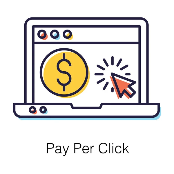 Coste Publicidad Internet Conocido Como Pago Por Clic Vector — Archivo Imágenes Vectoriales