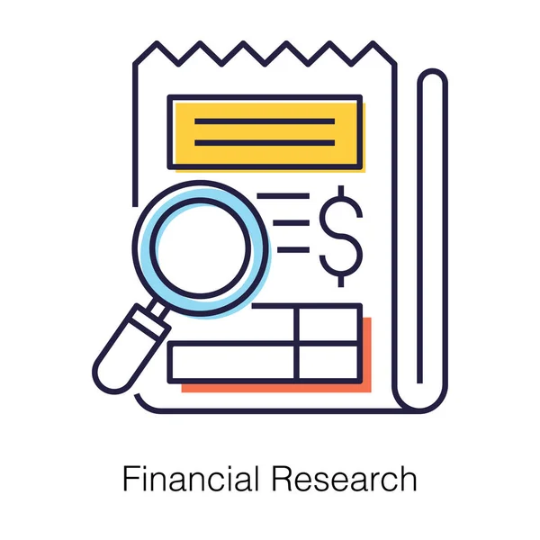 Informe Financiero Bajo Lupa Icono Investigación Financiera Diseño Plano — Archivo Imágenes Vectoriales