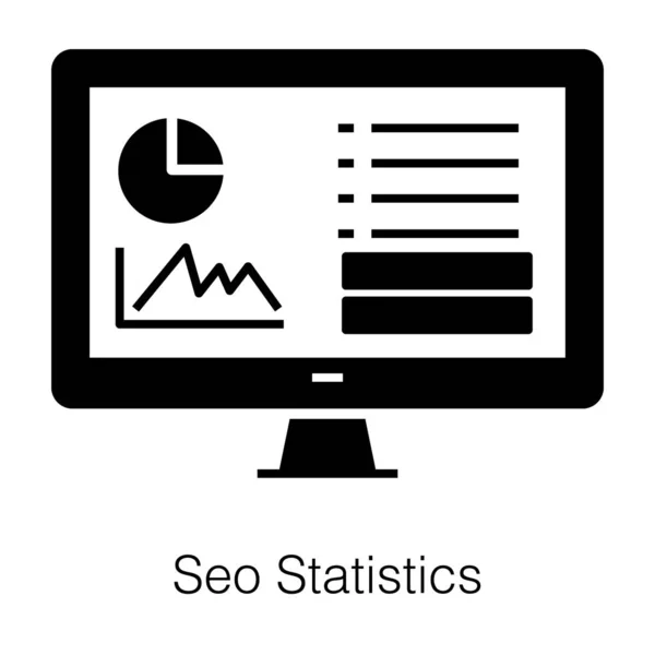 Grafici Vettore Monitoraggio Icona Stile Glifo Delle Statistiche Seo — Vettoriale Stock