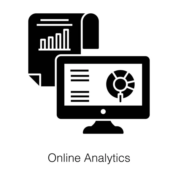 Tecnologia Computador Com Diagrama Estatísticas Ícone Análise Online — Vetor de Stock