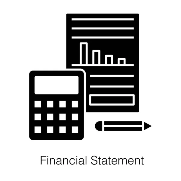 Glyph Design Financial Statement Formal Records Financial Activities — Stock Vector