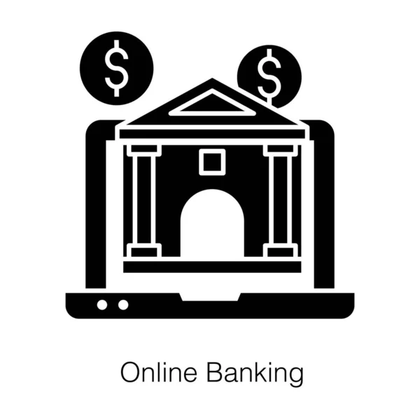Conceito Banco Online Caderno Aberto Com Símbolo Banco Tela Ícone — Vetor de Stock