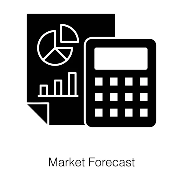 具有数字推理器的商业报告 路标设计中的市场预测概念图标 — 图库矢量图片