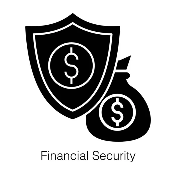 Bolsa Dinero Con Escudo Seguridad Concepto Icono Seguridad Financiera — Archivo Imágenes Vectoriales