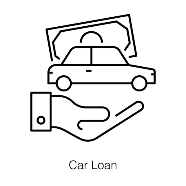 Mano Sosteniendo Coche Moneda Concepto Coche Icono Préstamo — Archivo Imágenes Vectoriales