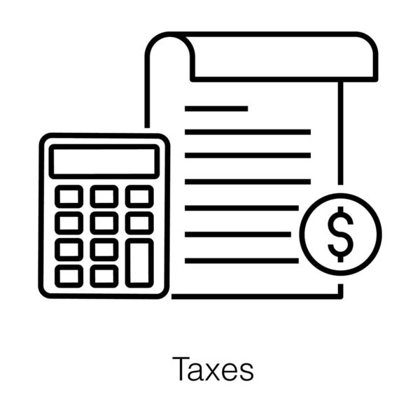 Una Calculadora Con Factura Papel Que Representa Vector Cálculo Impuestos — Vector de stock