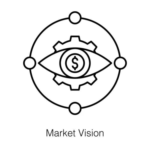 Dolar Uvnitř Oka Marketing Vizuální Ikona Line Designu Jednoduchá Ikona — Stockový vektor